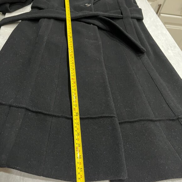 Calvin Klein Black Wool Blend Belted Coat Size 8 | Designer | EUC - Picture 9 of 9